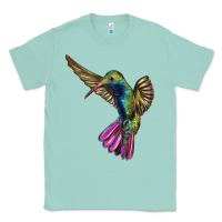 Seafoam Flying Ruby Throated Hummingbird Classic Tee - LillyAllenDesigns