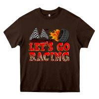 Chocolate Brown let's go racing Heavy Core Tee - Zillion Design Studio