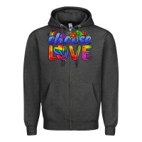 Charcoal Heather Pride LGBTQ+ Choose Love Zipper Hoodie - BundleAndBundleShop
