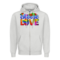 Dove Grey Pride LGBTQ+ Choose Love Zipper Hoodie - BundleAndBundleShop