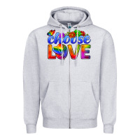 Heather Grey Pride LGBTQ+ Choose Love Zipper Hoodie - BundleAndBundleShop