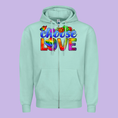 Pride Lgbtq+ Choose Love Zipper Hoodie Designed By Bundleandbundleshop