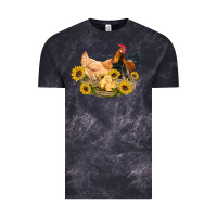 Cloud Black western coop animals farm chicken chick rooster sunflowers Vintage Tee - Artiststas