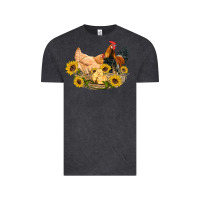Vintage Black western coop animals farm chicken chick rooster sunflowers Vintage Tee - Artiststas