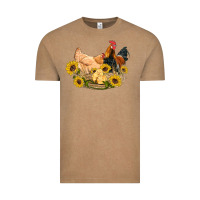 Vintage Coffee western coop animals farm chicken chick rooster sunflowers Vintage Tee - Artiststas