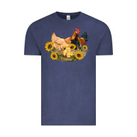 Vintage Denim western coop animals farm chicken chick rooster sunflowers Vintage Tee - Artiststas