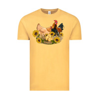 Vintage Mustard western coop animals farm chicken chick rooster sunflowers Vintage Tee - Artiststas