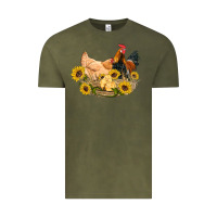 Vintage Olive western coop animals farm chicken chick rooster sunflowers Vintage Tee - Artiststas