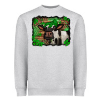 Heather Grey st Patricks cow with leopard background holstein cow Heavyweight Sweatshirt - Jasminsmagicworld