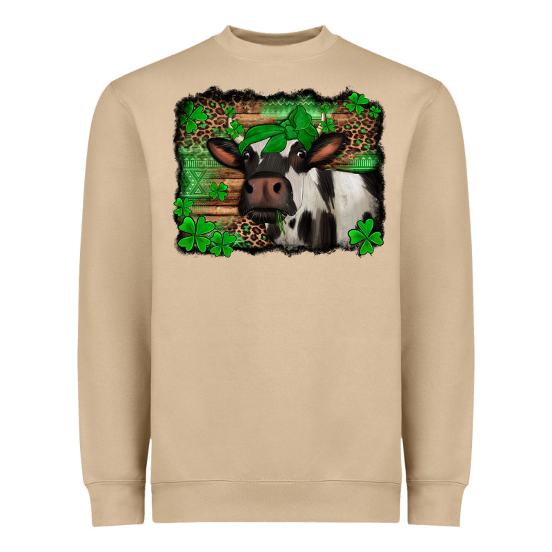 St Patricks Cow With Leopard Background Holstein Cow Heavyweight Sweatshirt by Jasminsmagicworld | Teevron
