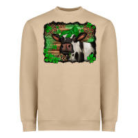Mushroom st Patricks cow with leopard background holstein cow Heavyweight Sweatshirt - Jasminsmagicworld