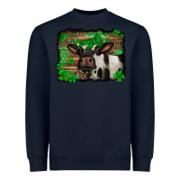 Navy st Patricks cow with leopard background holstein cow Heavyweight Sweatshirt - Jasminsmagicworld