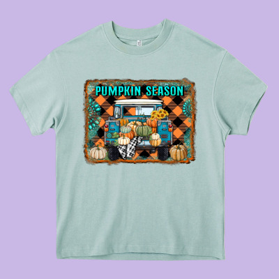 Pumpkin Season Truck Heavy Core Tee Designed By Ranaportraitstore