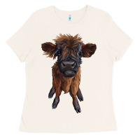 Bone highland cow calf Ladies Tee - RanaPortraitStore