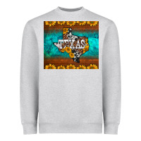 Heather Grey sunflowers cowhide leopard texas map Heavyweight Sweatshirt - BarkalooDesign