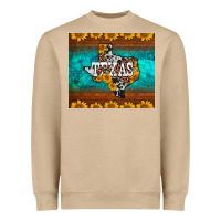 Sunflowers Cowhide Leopard Texas Map Heavyweight Sweatshirt | Teevron