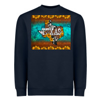 Navy sunflowers cowhide leopard texas map Heavyweight Sweatshirt - BarkalooDesign
