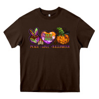 Chocolate Brown peace love halloween Heavy Core Tee - BarkalooDesign