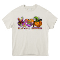 Cream peace love halloween Heavy Core Tee - BarkalooDesign