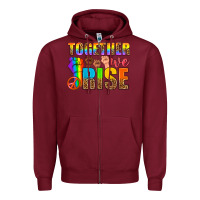 Burgundy Western LGBTQ+ Together We Rise Zipper Hoodie - BundleAndBundleShop