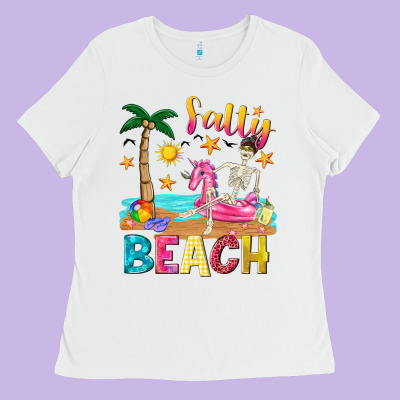 Salty Beach Ladies Tee Designed By Texasbilliewilder
