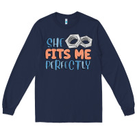Navy she fits me perfectly Long Sleeve Tee - MaliasSmallBusiness