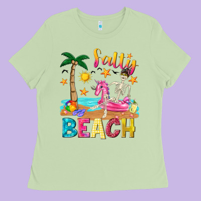Salty Beach Ladies Tee Designed By Texasbilliewilder
