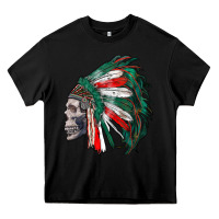 Black mexican indian headdress with skull Heavy Core Tee - RanaPortraitStore