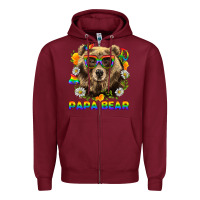 Burgundy Papa Bear Pride LGBTQ+ Zipper Hoodie - BundleAndBundleShop
