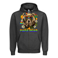 Charcoal Heather Papa Bear Pride LGBTQ+ Zipper Hoodie - BundleAndBundleShop