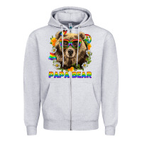 Heather Grey Papa Bear Pride LGBTQ+ Zipper Hoodie - BundleAndBundleShop