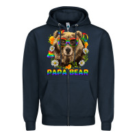 Navy Papa Bear Pride LGBTQ+ Zipper Hoodie - BundleAndBundleShop