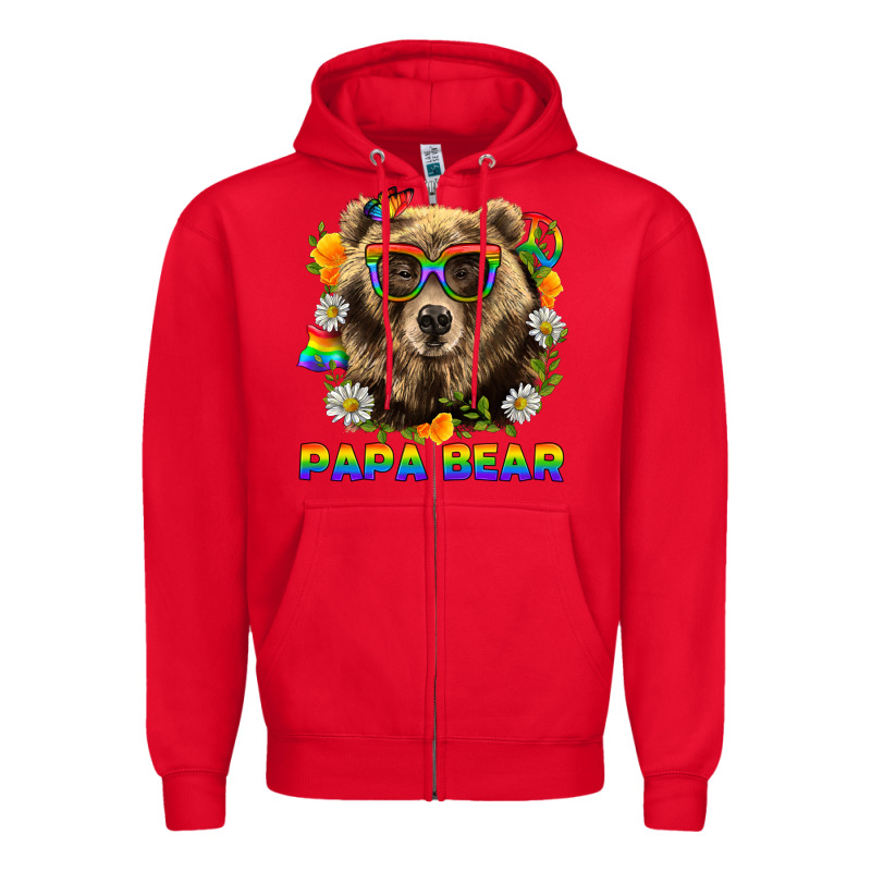 Papa Bear Pride Lgbtq+ Zipper Hoodie by BundleAndBundleShop | Teevron
