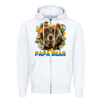 White Papa Bear Pride LGBTQ+ Zipper Hoodie - BundleAndBundleShop