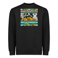 Black sunflower cowhide serape coaster Heavyweight Sweatshirt - BarkalooDesign