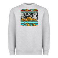 Heather Grey sunflower cowhide serape coaster Heavyweight Sweatshirt - BarkalooDesign