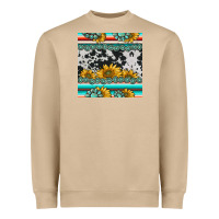 Mushroom sunflower cowhide serape coaster Heavyweight Sweatshirt - BarkalooDesign