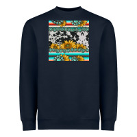 Navy sunflower cowhide serape coaster Heavyweight Sweatshirt - BarkalooDesign