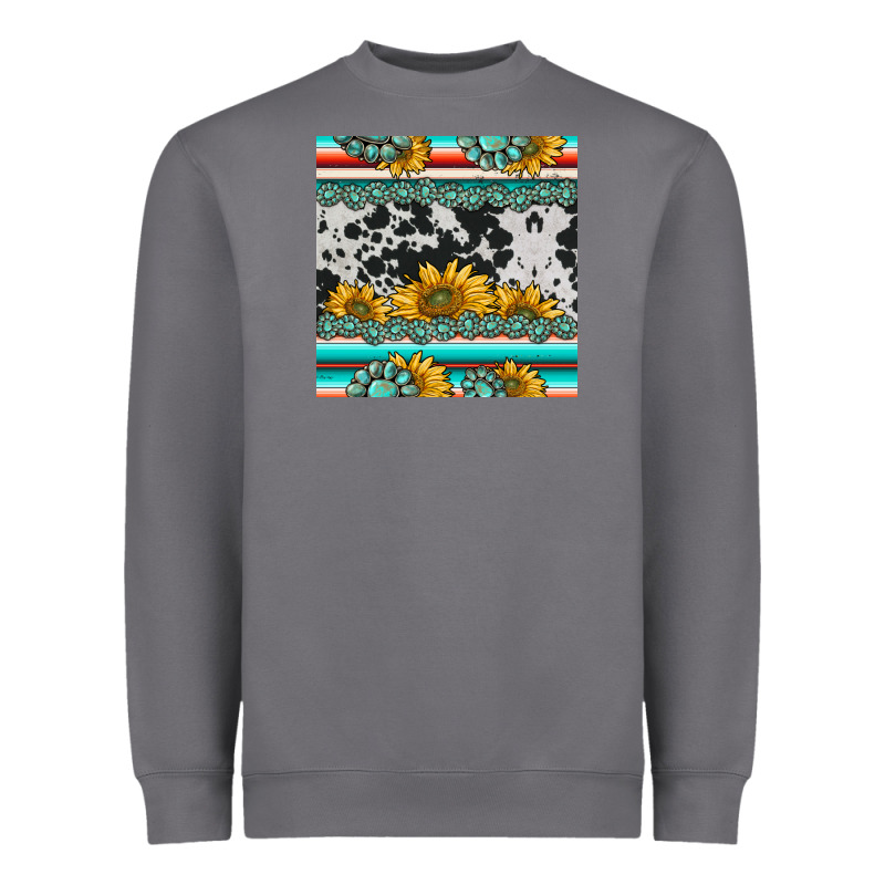 Sunflower Cowhide Serape Coaster Heavyweight Sweatshirt by BarkalooDesign | Teevron