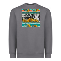 Storm sunflower cowhide serape coaster Heavyweight Sweatshirt - BarkalooDesign