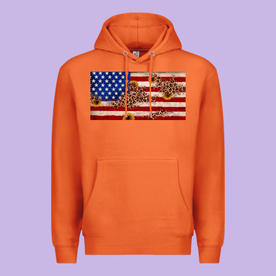 American Flag Leopard Sunflower Premium Hoodie Designed By Jahusdesignshop