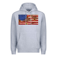 Heather Grey American flag leopard sunflower Premium Hoodie - JahusDesignShop
