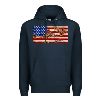 Navy American flag leopard sunflower Premium Hoodie - JahusDesignShop