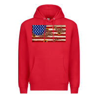 Red American flag leopard sunflower Premium Hoodie - JahusDesignShop