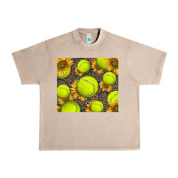 French Oak tennis ball with sunflower and racket Urban Heavy Tee - BarkalooDesign
