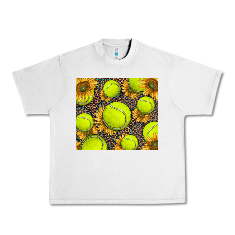 Tennis Ball With Sunflower And Racket Urban Heavy Tee by BarkalooDesign | Teevron