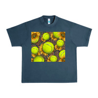 Midnight Navy tennis ball with sunflower and racket Urban Heavy Tee - BarkalooDesign