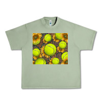 Oil Green tennis ball with sunflower and racket Urban Heavy Tee - BarkalooDesign