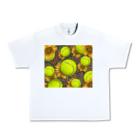 White tennis ball with sunflower and racket Urban Heavy Tee - BarkalooDesign