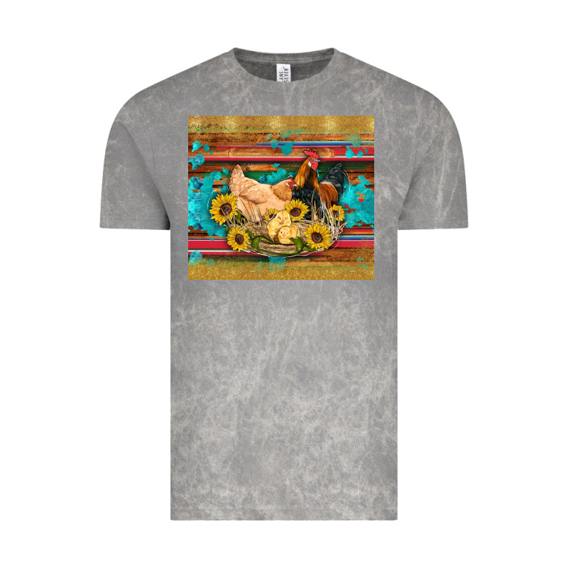 Western Coop Animals Farm Chicken Chick Rooster Sunflowers Wooden Sera Vintage Tee by Artiststas | Teevron